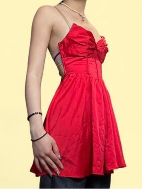 Princess Polly Red Satin Strapless Mini Dress